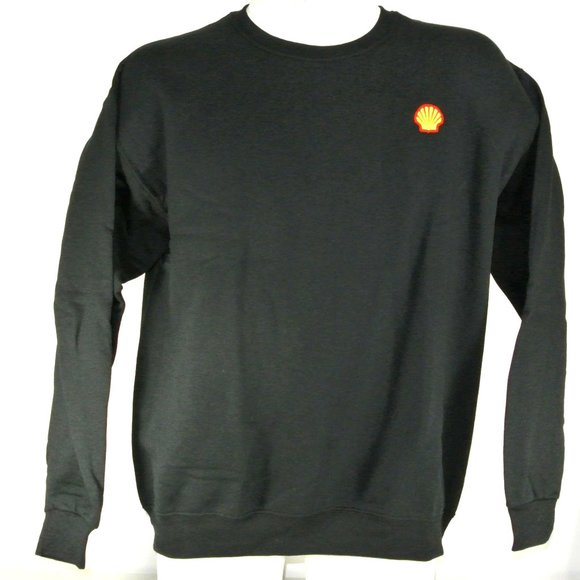 SHELL Gas Station Oil Black Sweatshirt Employee Uniform Shirt Size M Medium - Picture 1 of 7